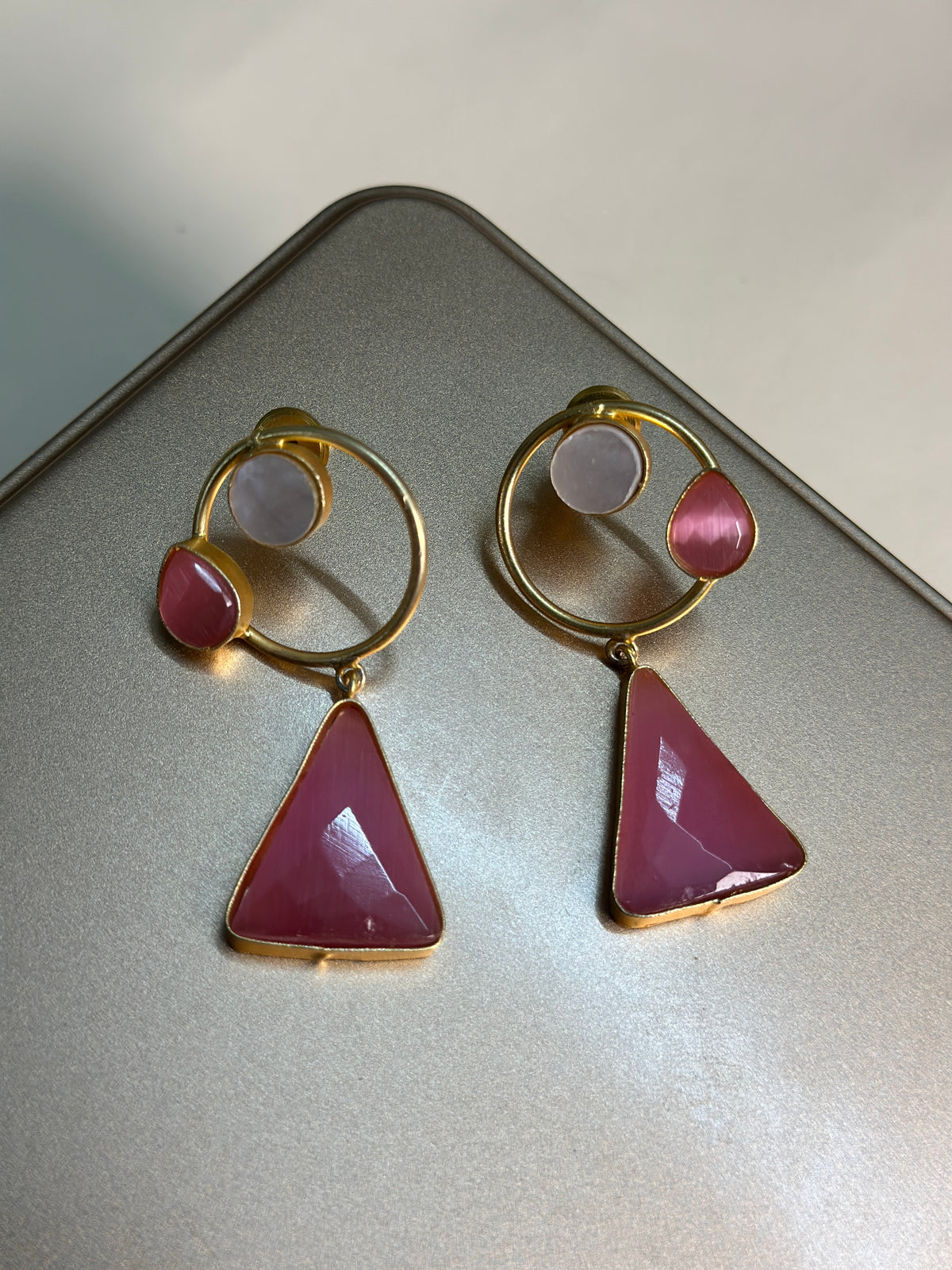 Blush Luxe Triangle Earrings