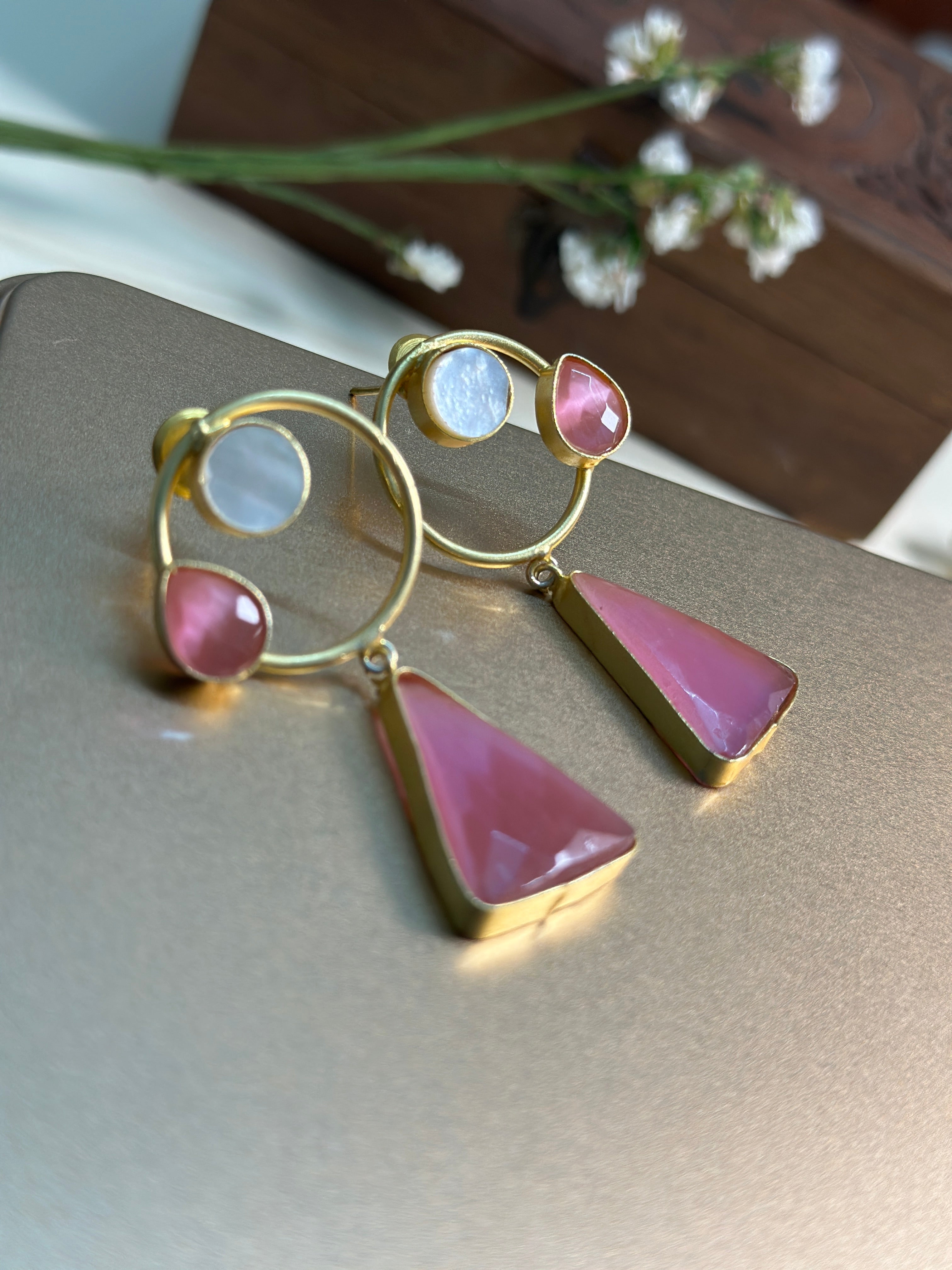 Blush Luxe Triangle Earrings