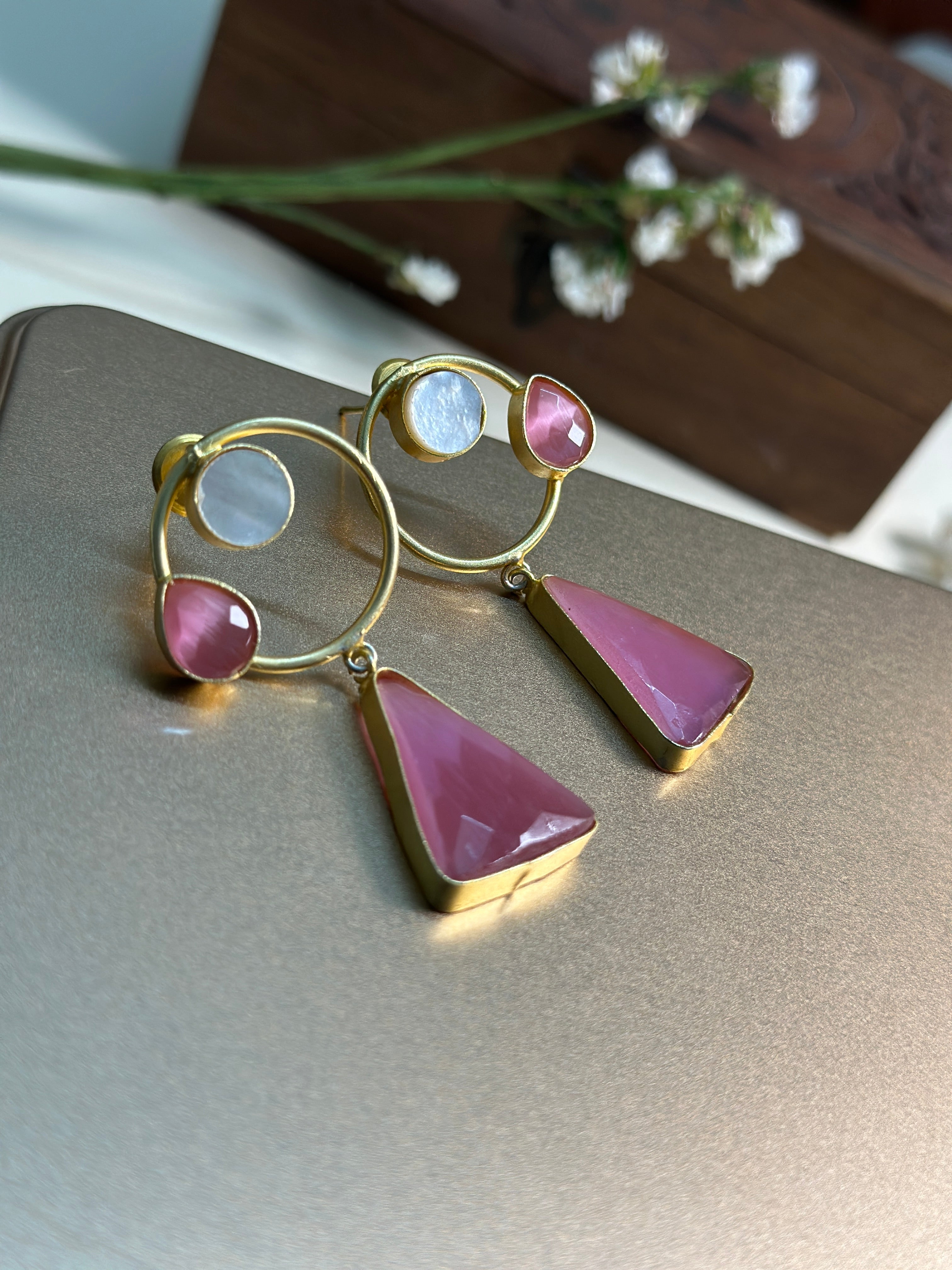Blush Luxe Triangle Earrings