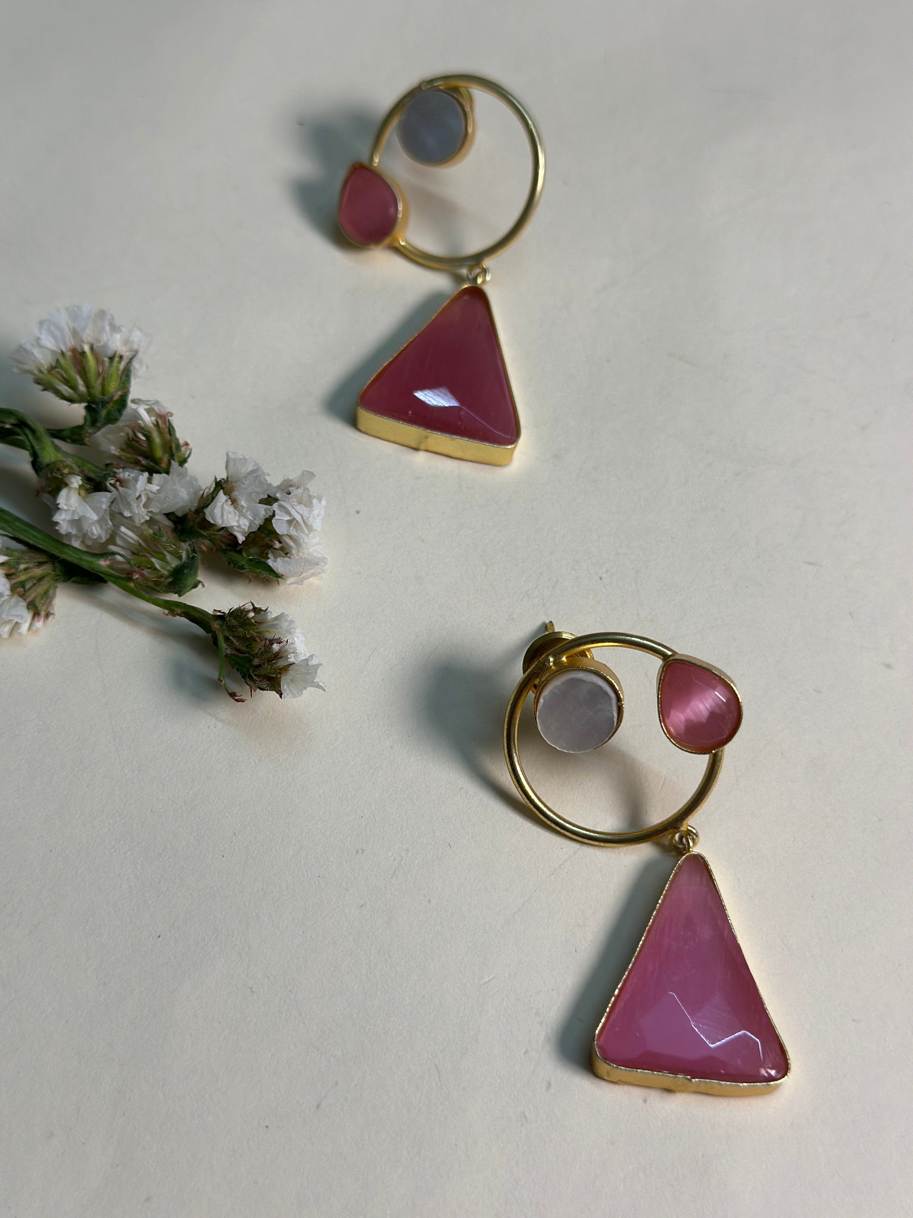 Blush Luxe Triangle Earrings