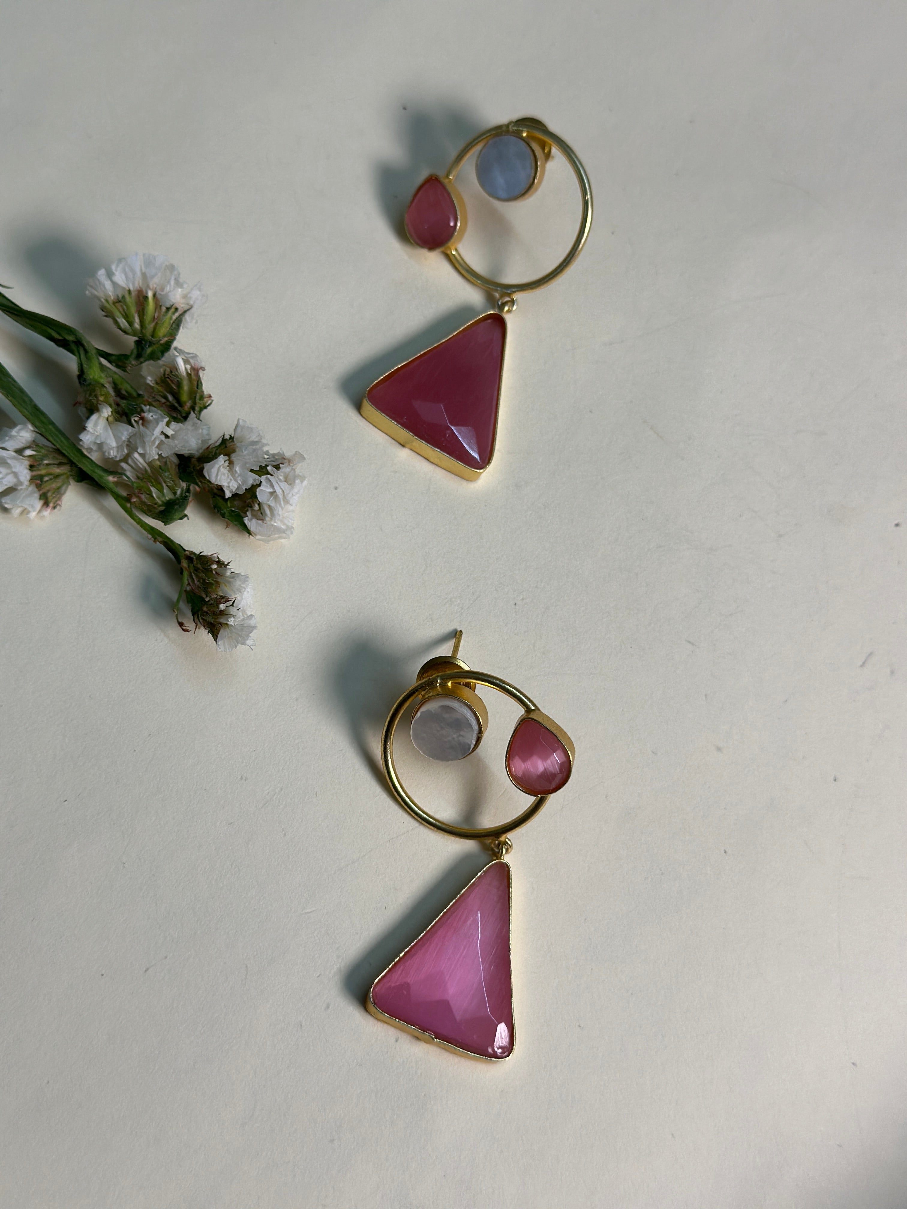 Blush Luxe Triangle Earrings
