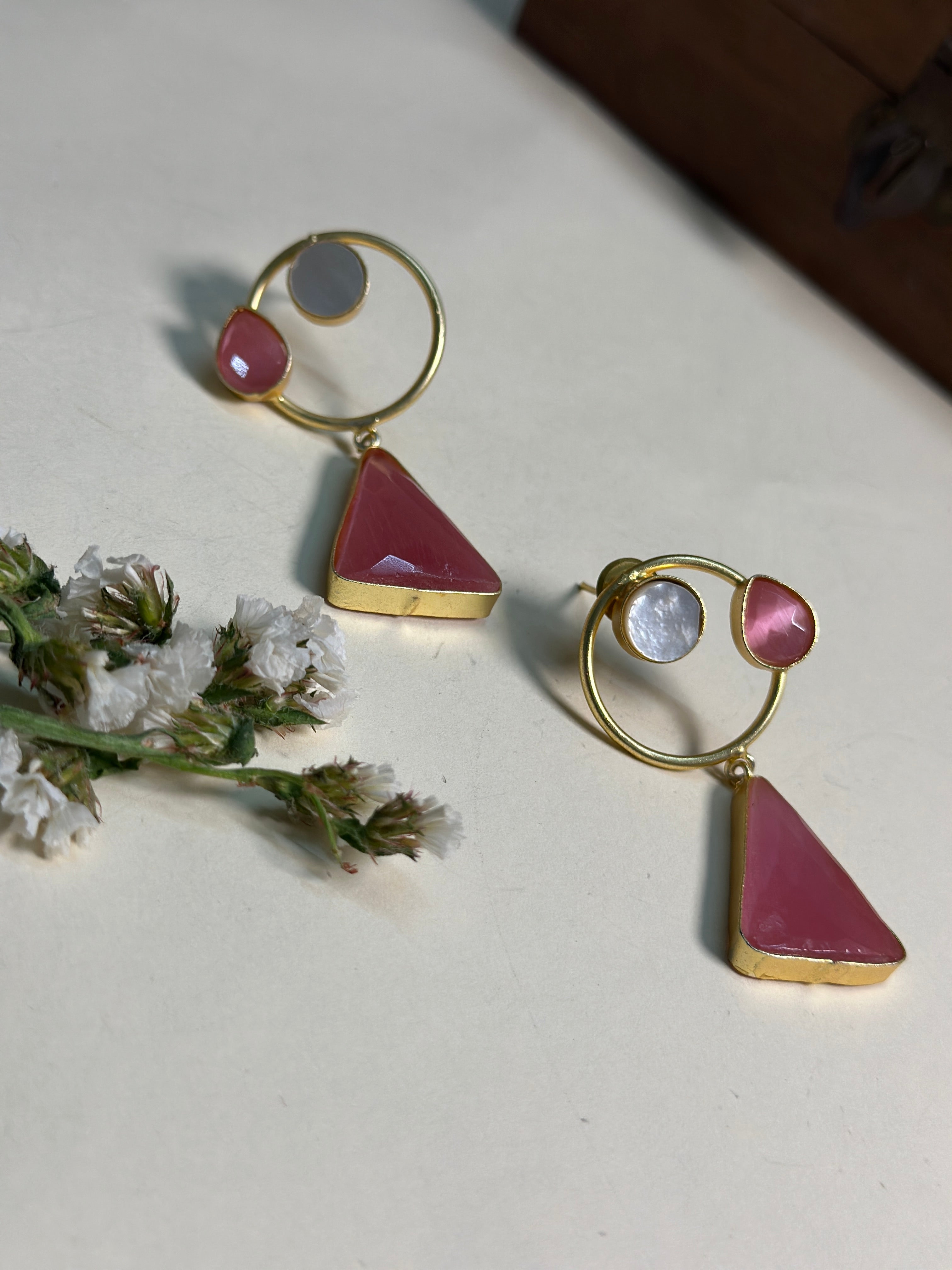 Blush Luxe Triangle Earrings