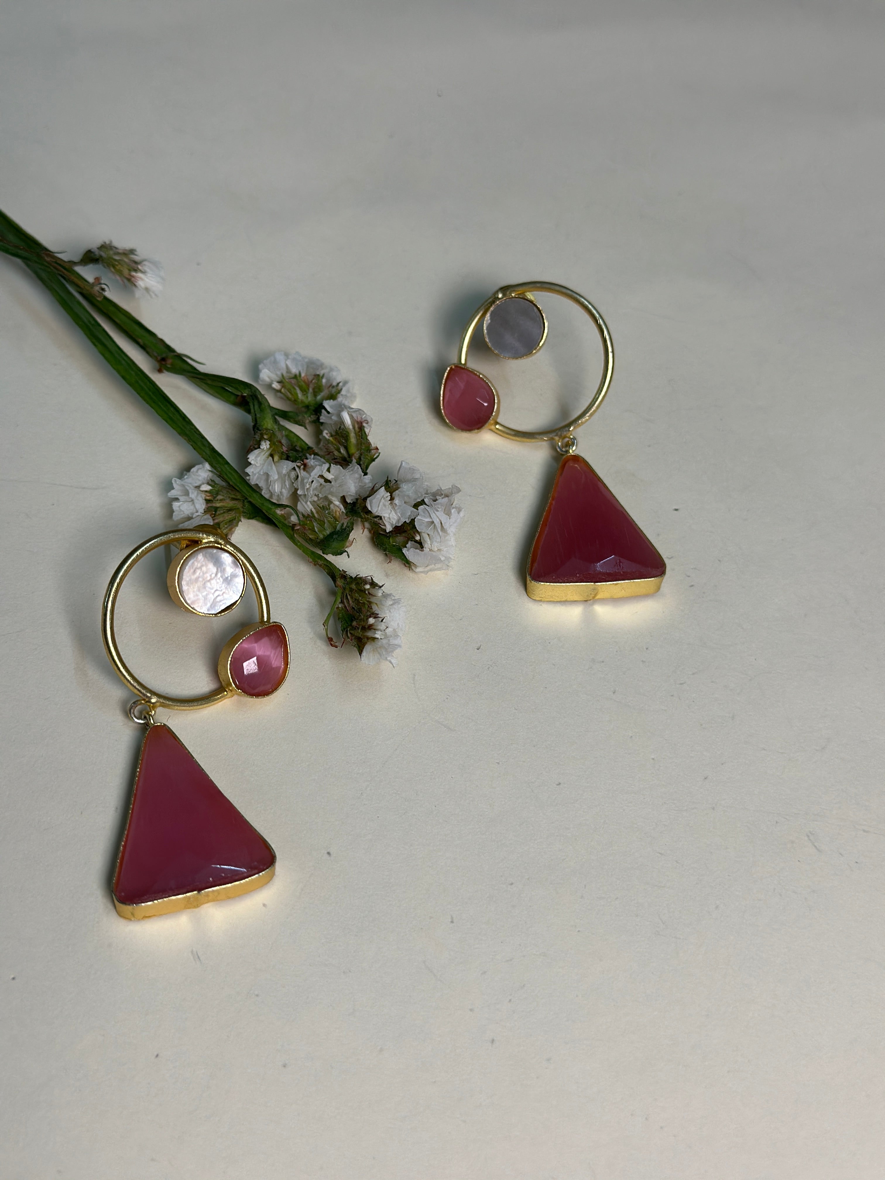Blush Luxe Triangle Earrings